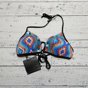 Jets by Jessika Allen Bralette Bikini Swim Top Womens‎ 8 Lace Front Aztec